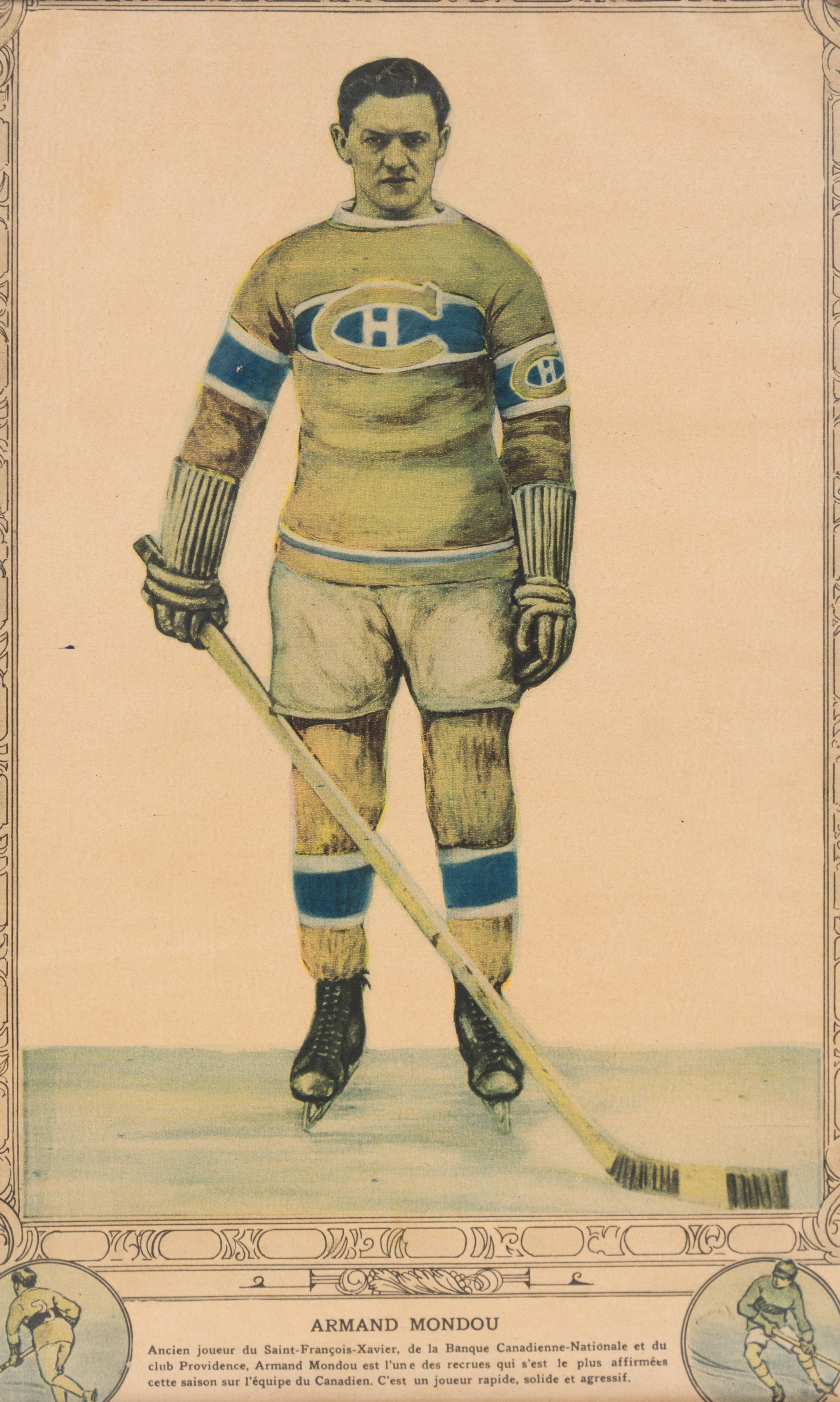 (HOCKEY) Nine large format lithographed hockey cards by La Presse, Montreal, 1930-1932.