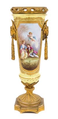A Sevres Style Porcelain Urn Height 14 1/4 inches.
