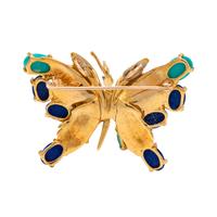 HARDSTONE AND DIAMOND BUTTERFLY PENDANT/BROOCH