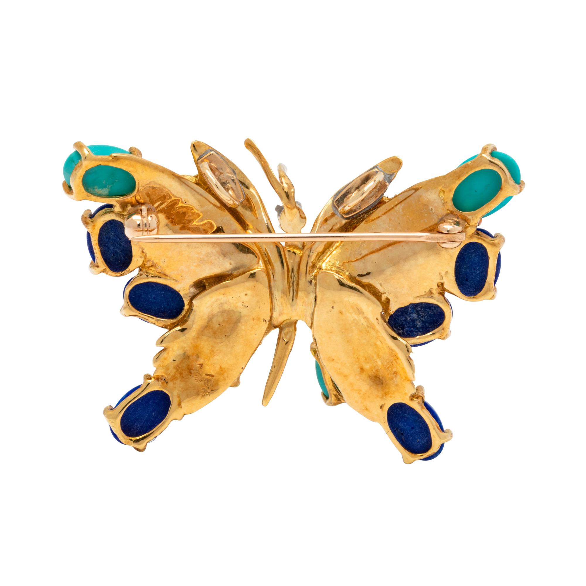 HARDSTONE AND DIAMOND BUTTERFLY PENDANT/BROOCH