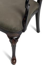 A Pair of Queen Anne Style Black-Japanned Armchairs
