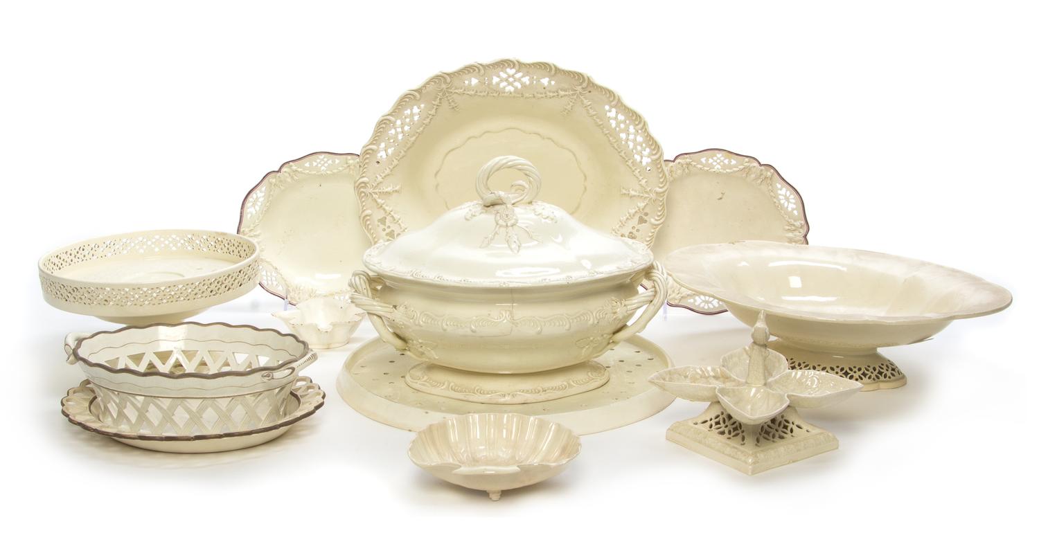 A Collection of Creamware Table Articles Height of covered tureen 8 inches.