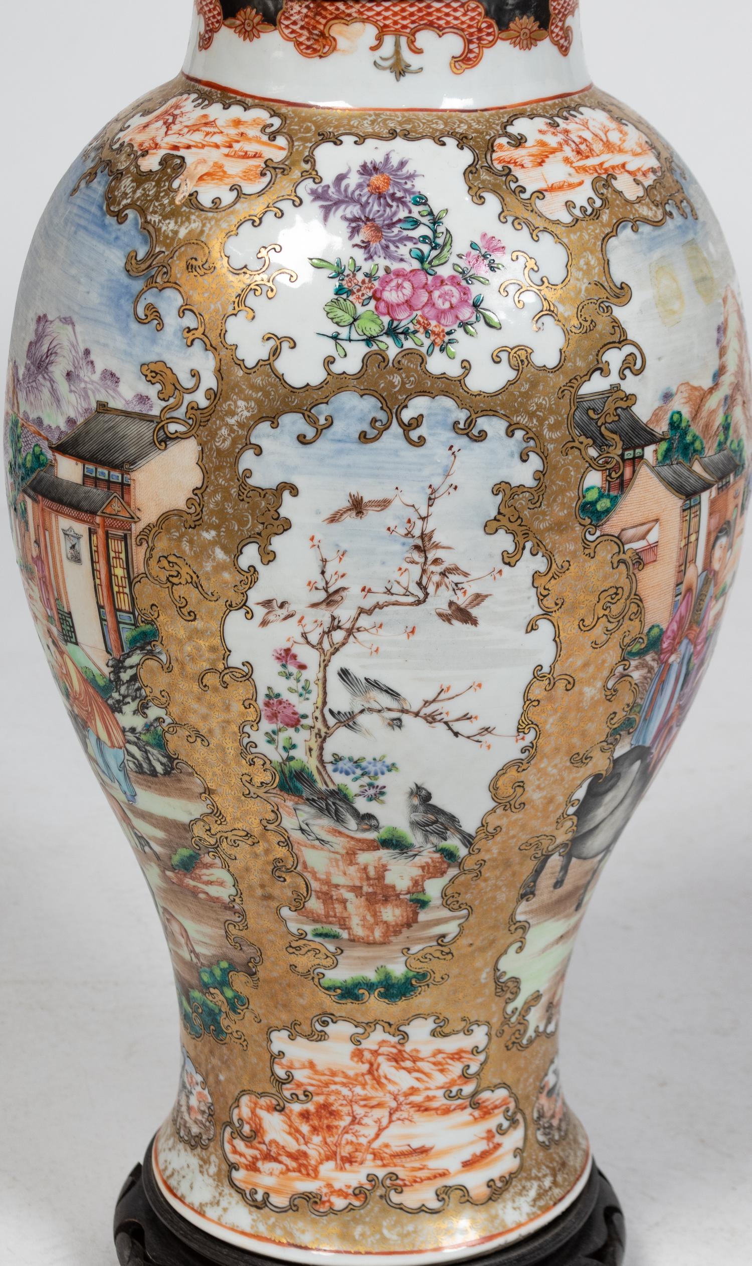 Two Similar Chinese Famille Rose Porcelain Vases Mounted as Lamps