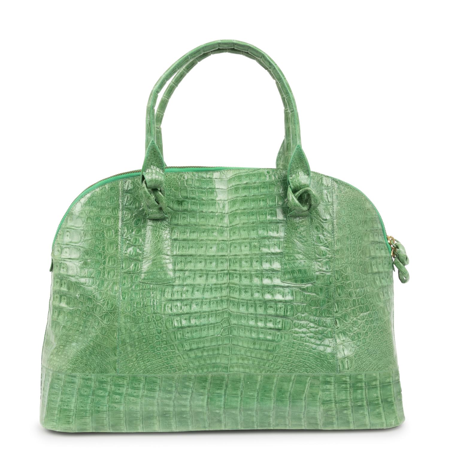 Nancy Gonzalez Green Crocodile Zip Top Bag, 2000-10s