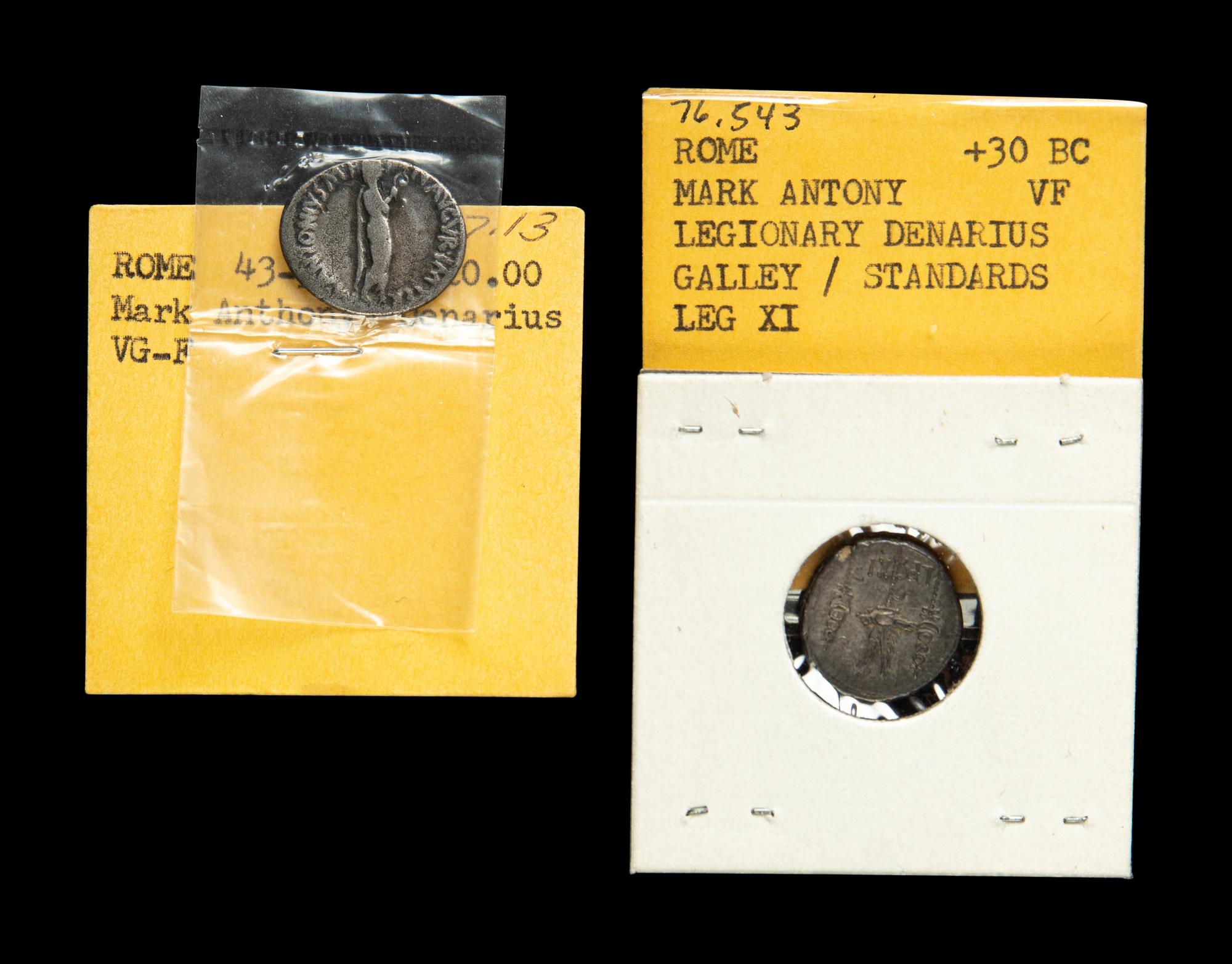 [ANCIENT] Two Marc Antony AR Denarii. (c. 35 BC)