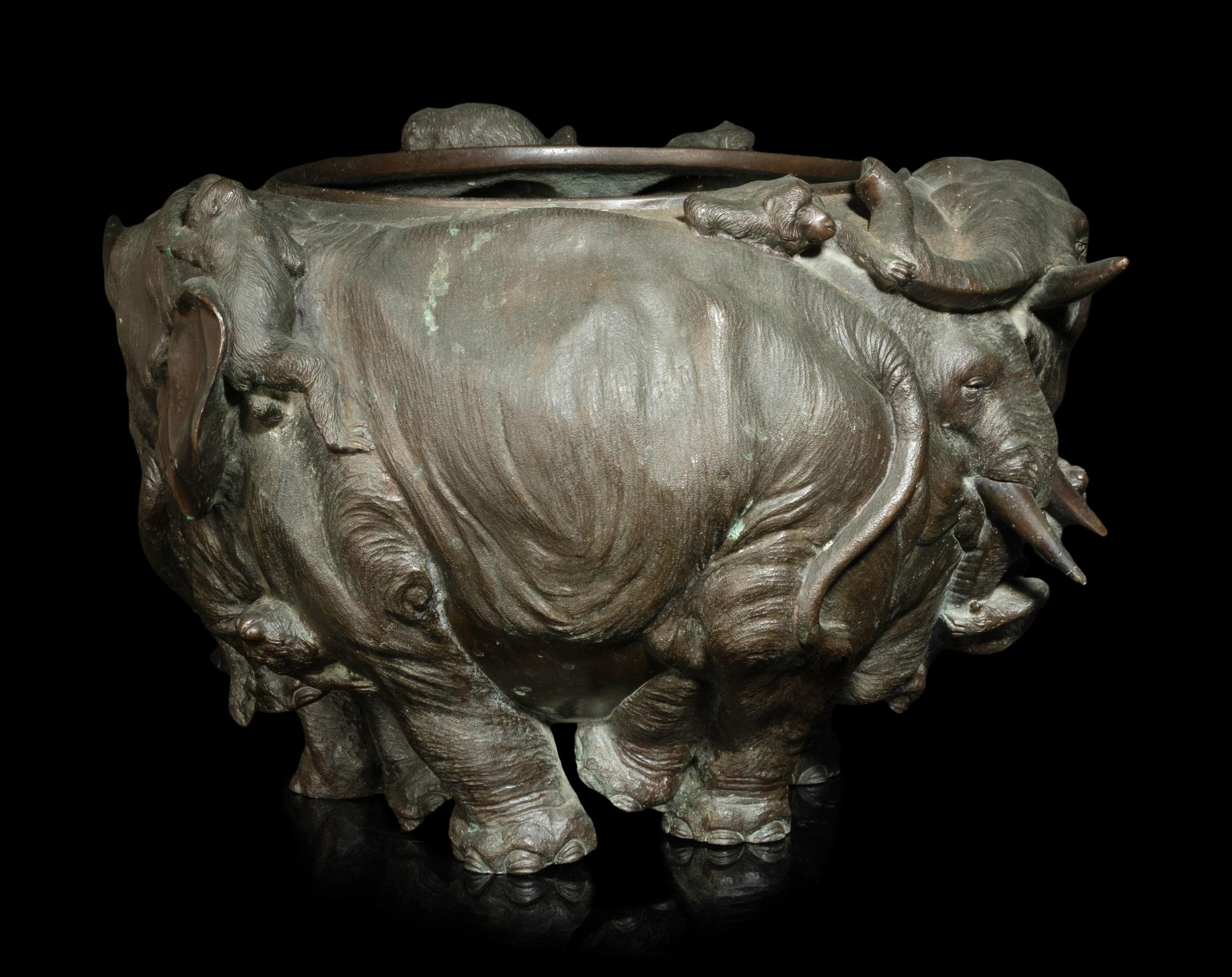 A Large Bronze 'Elephant' Jardinière