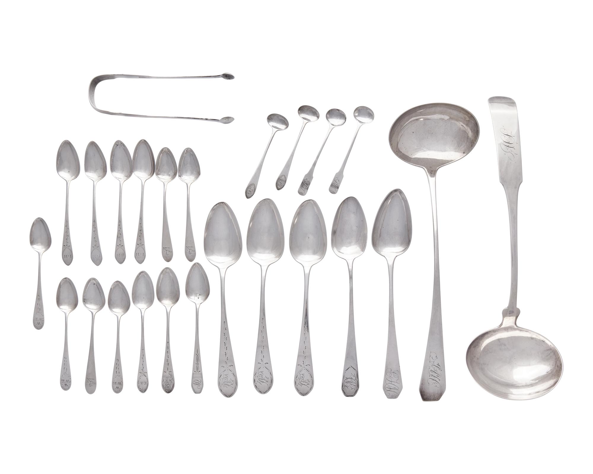 An Assembled Group Of Twenty-Five Federal Silver Tablewares