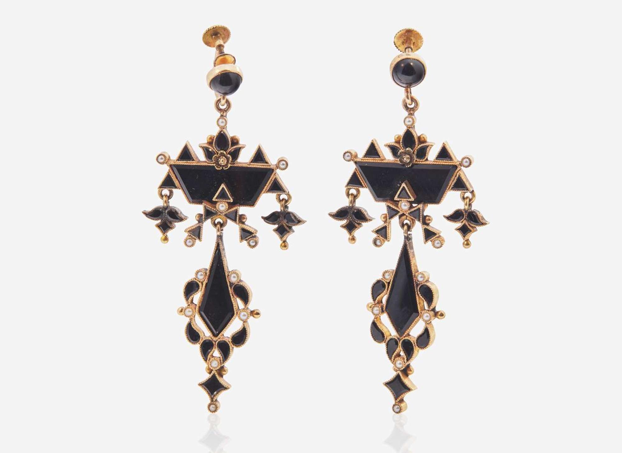 A Pair of Victorian Onyx Drop Earrings