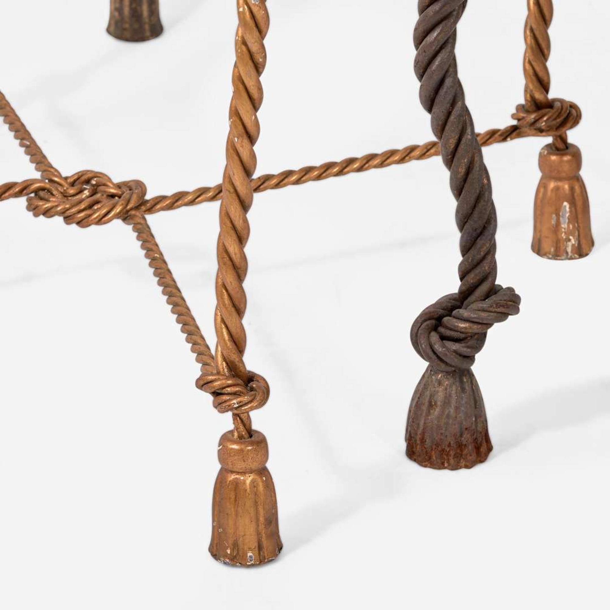 Decorator Assembled "Twisted-Rope" Gilt-Iron Patio Suite, Italy, second half 20th century