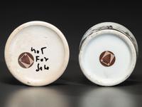 Two Transfer Printed Porcelain Advertising Pot Lids and Bases