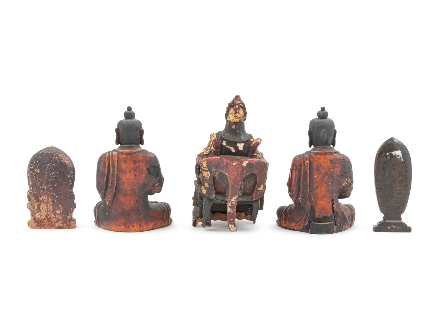 A Group of Five Carved Buddhas