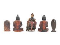 A Group of Five Carved Buddhas