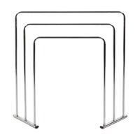 A Chromed Three-Tiered Towel Rack, Markus Borgens Height 32 x width 34 x depth 8 inches.