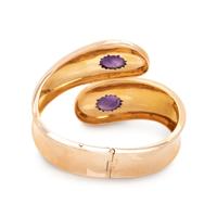 YELLOW GOLD AND AMETHYST BANGLE BRACELET