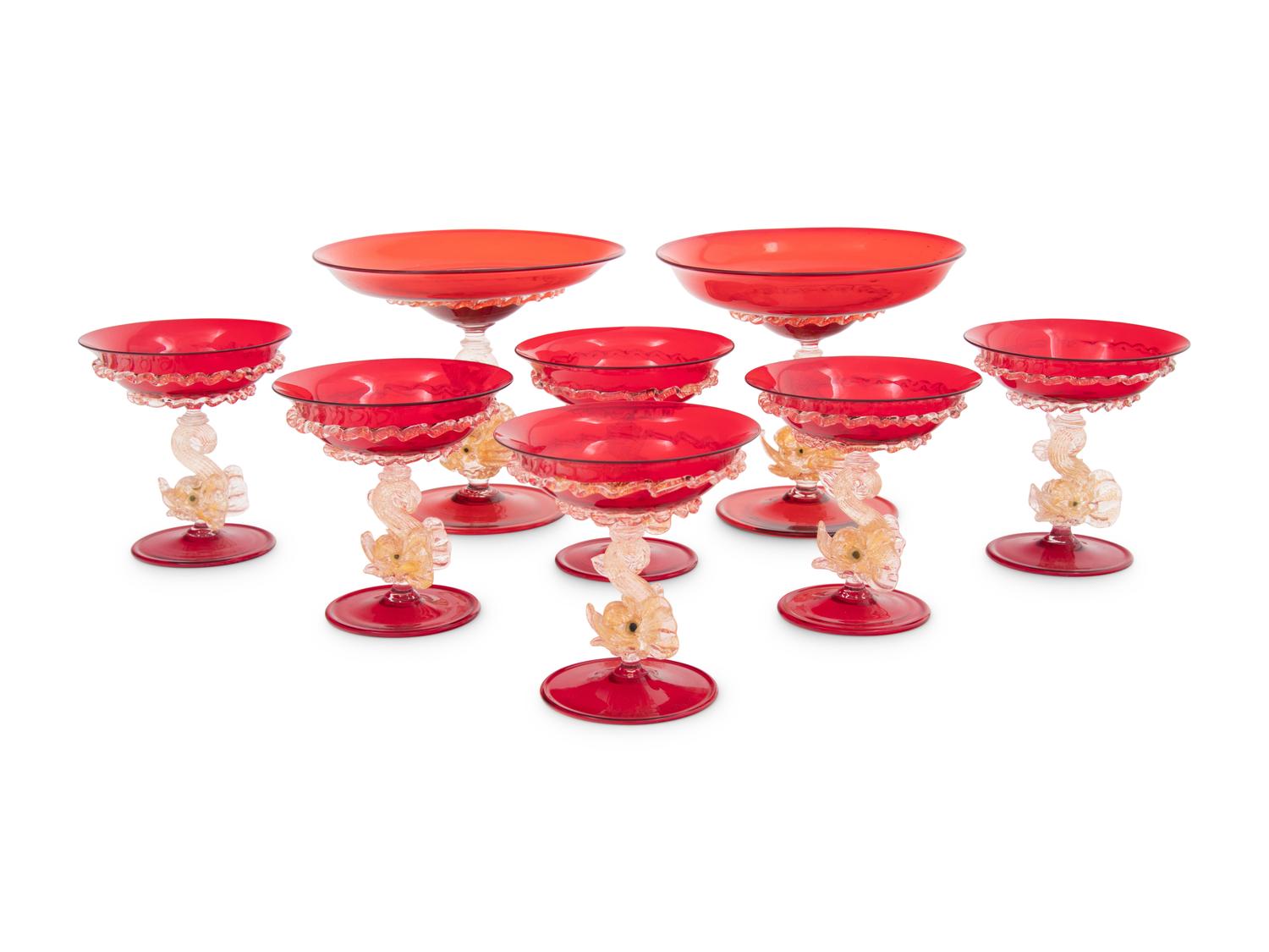 A Collection of Venetian Glass Table Articles
