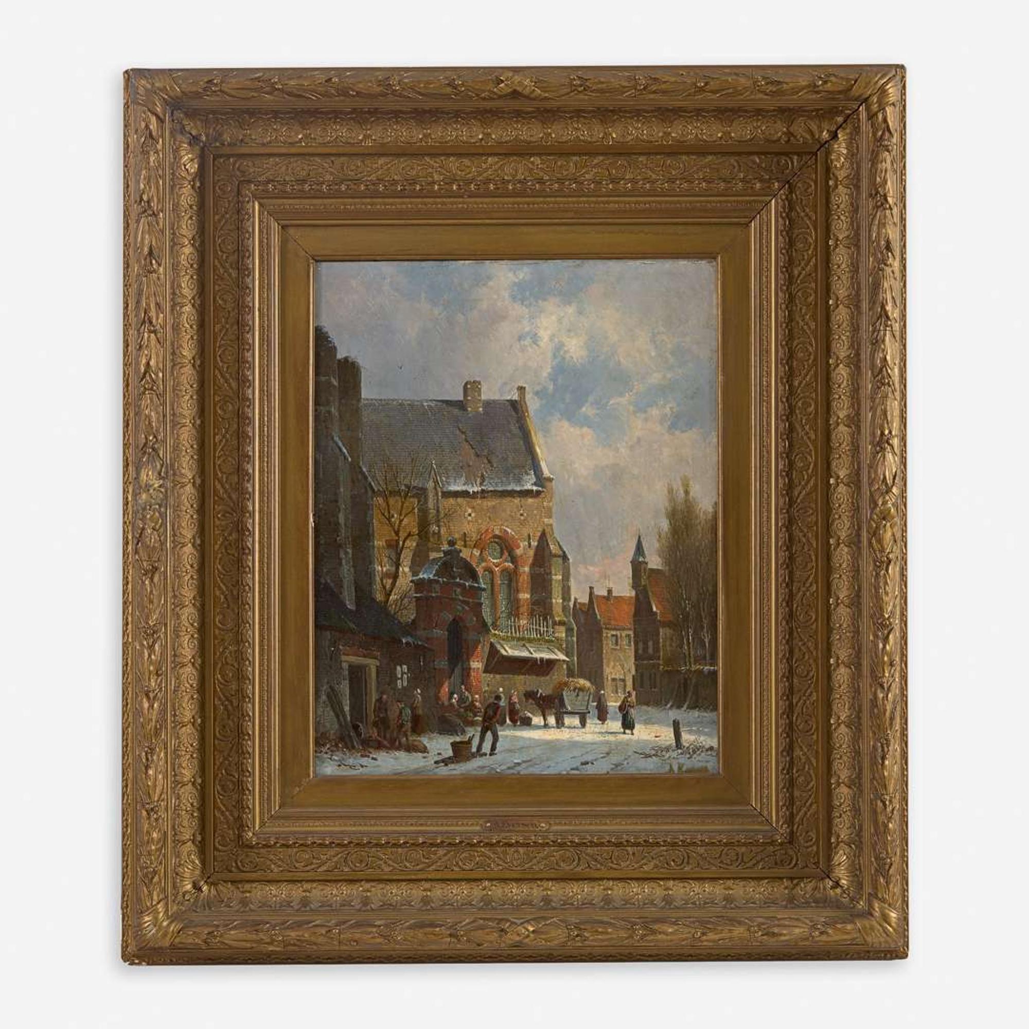 Adrianus Eversen (Dutch, 1818–1897) Dutch Town in Winter