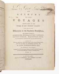 [COOK, James (1728-1779)]. -- [FIRST VOYAGE]. John HAWKESWORTH (1715-1773). An Account of the Voyages undertaken by the order of His Present Majesty for making Discoveries in the Southern Hemisphere, and successively performed by Commodore Byron, Captain Wallis, Captain Carteret and Captain Cook, in the Dolphin, the Swallow, and the Endeavour; drawn up From the Journals which were kept by several Commanders, And from the papers of Joseph Banks, By John Hawkesworth . London: W. Strahan and T. Cadell, 1773.