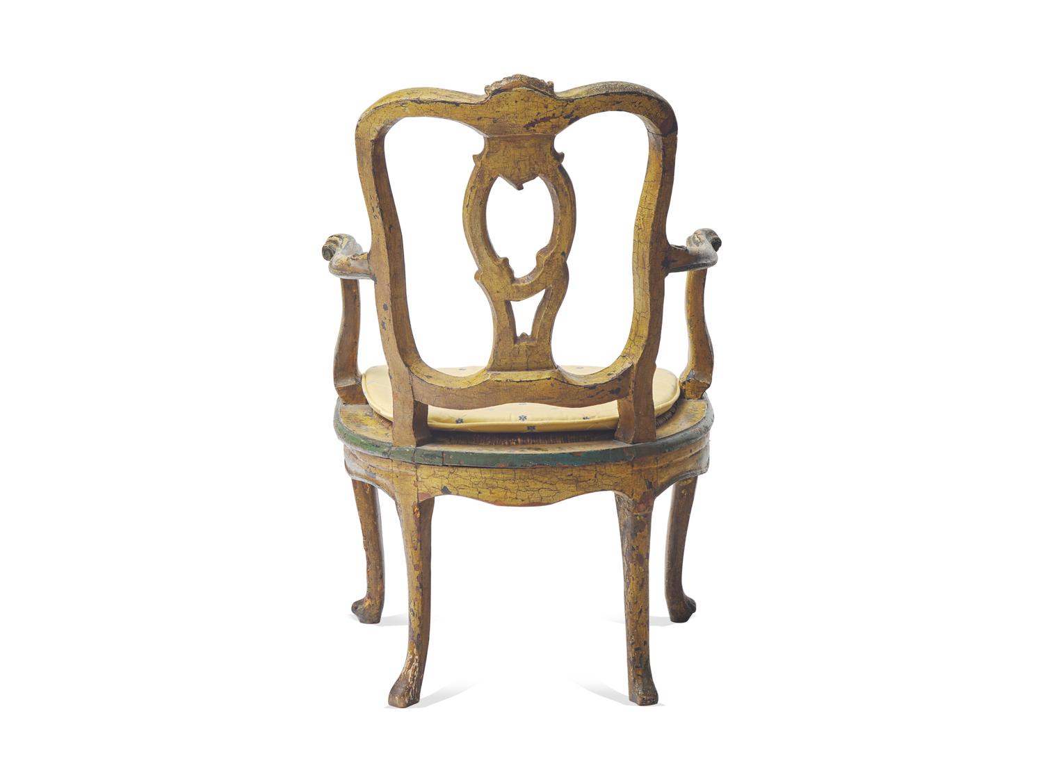 A Venetian Rococo Painted Armchair