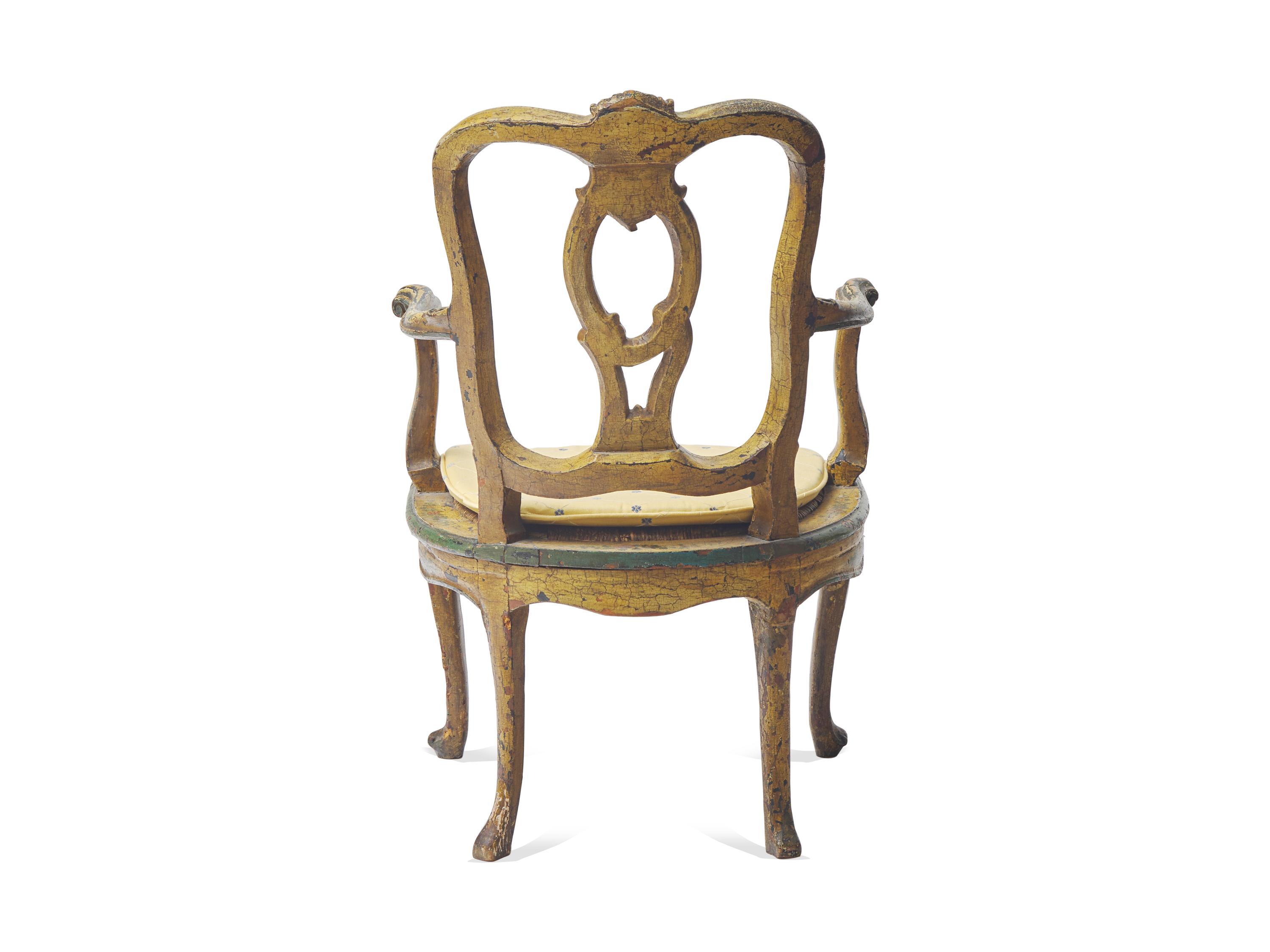 A Venetian Rococo Painted Armchair
