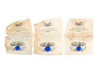 [NAVY]. TILLEY, Benjamin Franklin (1848-1907). Three presidential appointments signed by Ulysses S. GRANT, Grover CLEVELAND, and Theodore ROOSEVELT, with oversize albumen photographs and presentation cane.