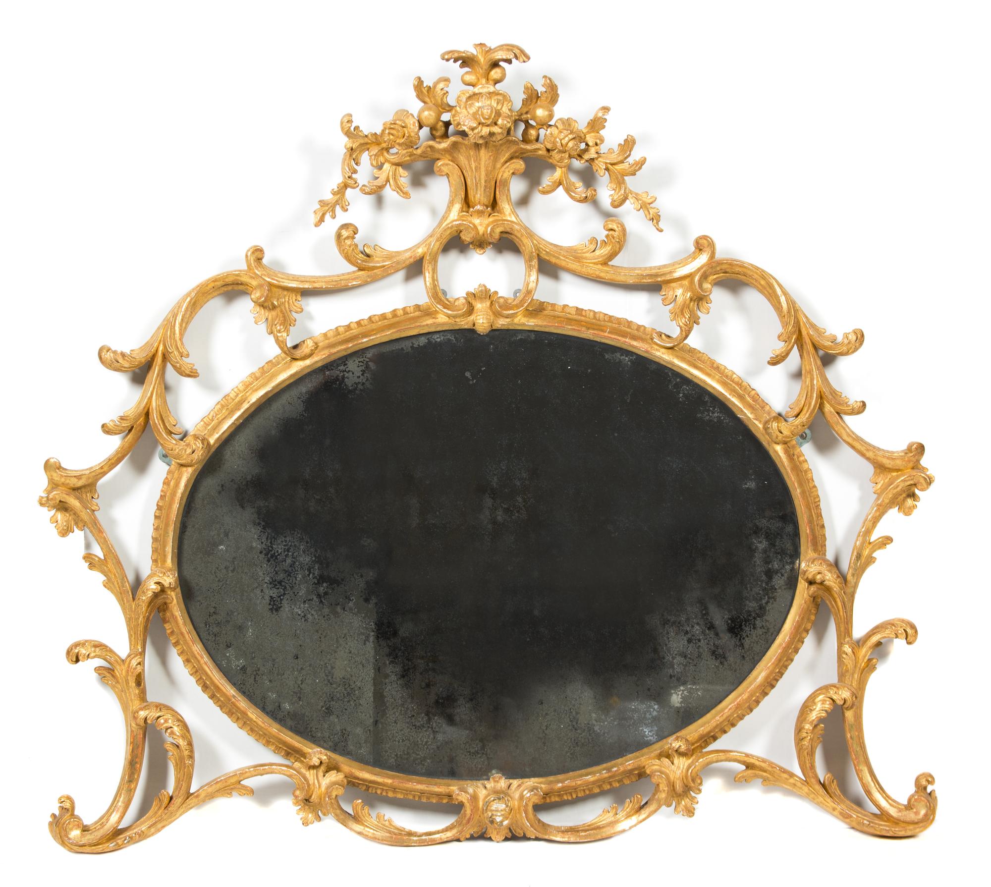 A George III Style Carved Giltwood Mirror Height 37 x width 26 inches. — 19TH CENTURY