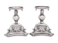 A Pair of English Silver-Plate Épergne Bases with Elephant Decoration