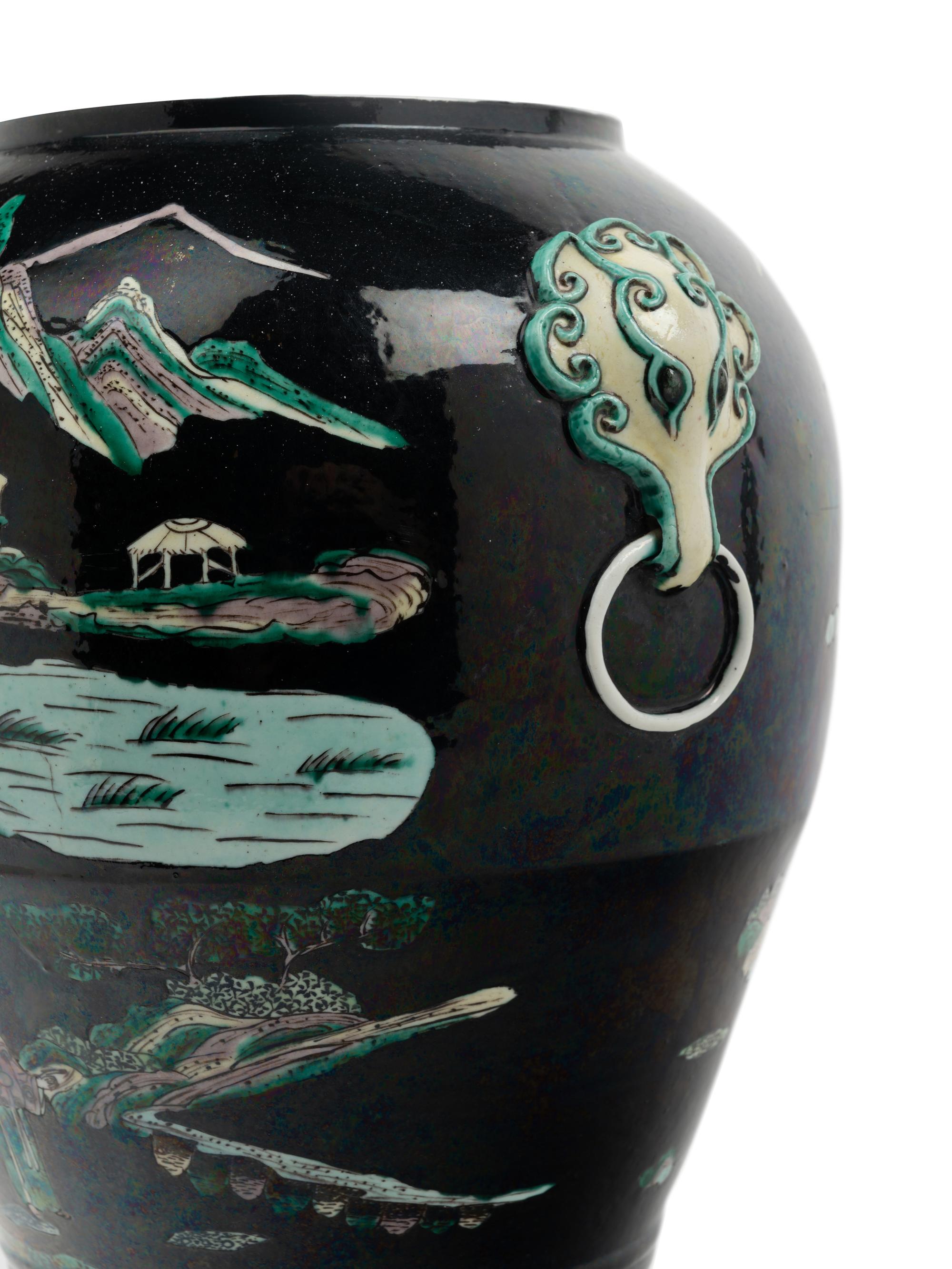 A Chinese Famille Noire Porcelain Vase
