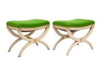 A Pair of Louis XVI Style Cream-Painted Curule Stools