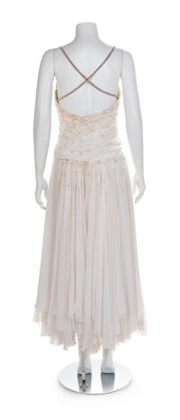 Two Draped and Beaded Chiffon Dresses, 1980-90s