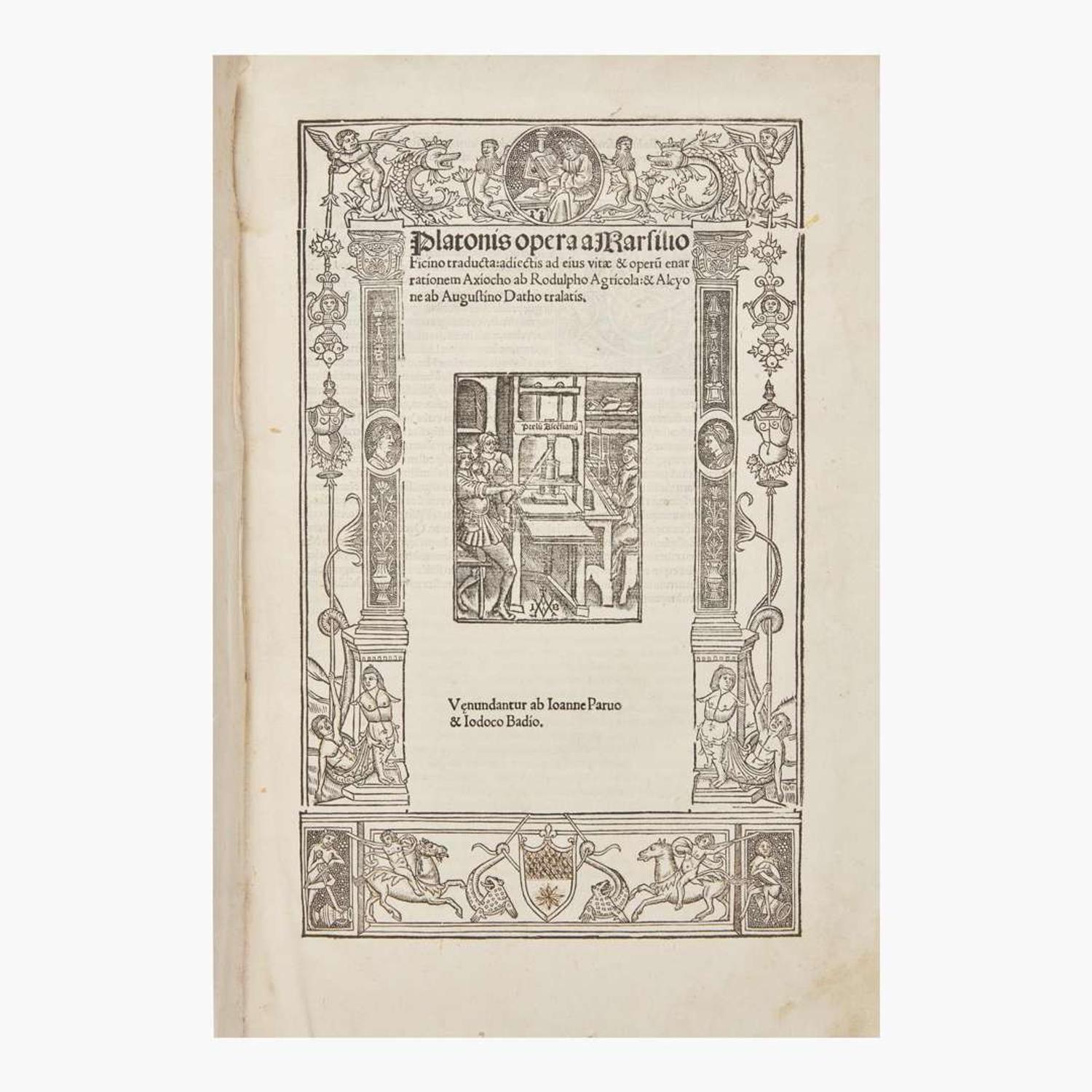 [Early Printing] [Plato] Platonis opera a Marsilio Ficino traducta: adiectis ad eius vitae & operu enarrationem Axiocho ab Rodulpho Agricola: & Alcyo ne ab Augustino Datho tralatis