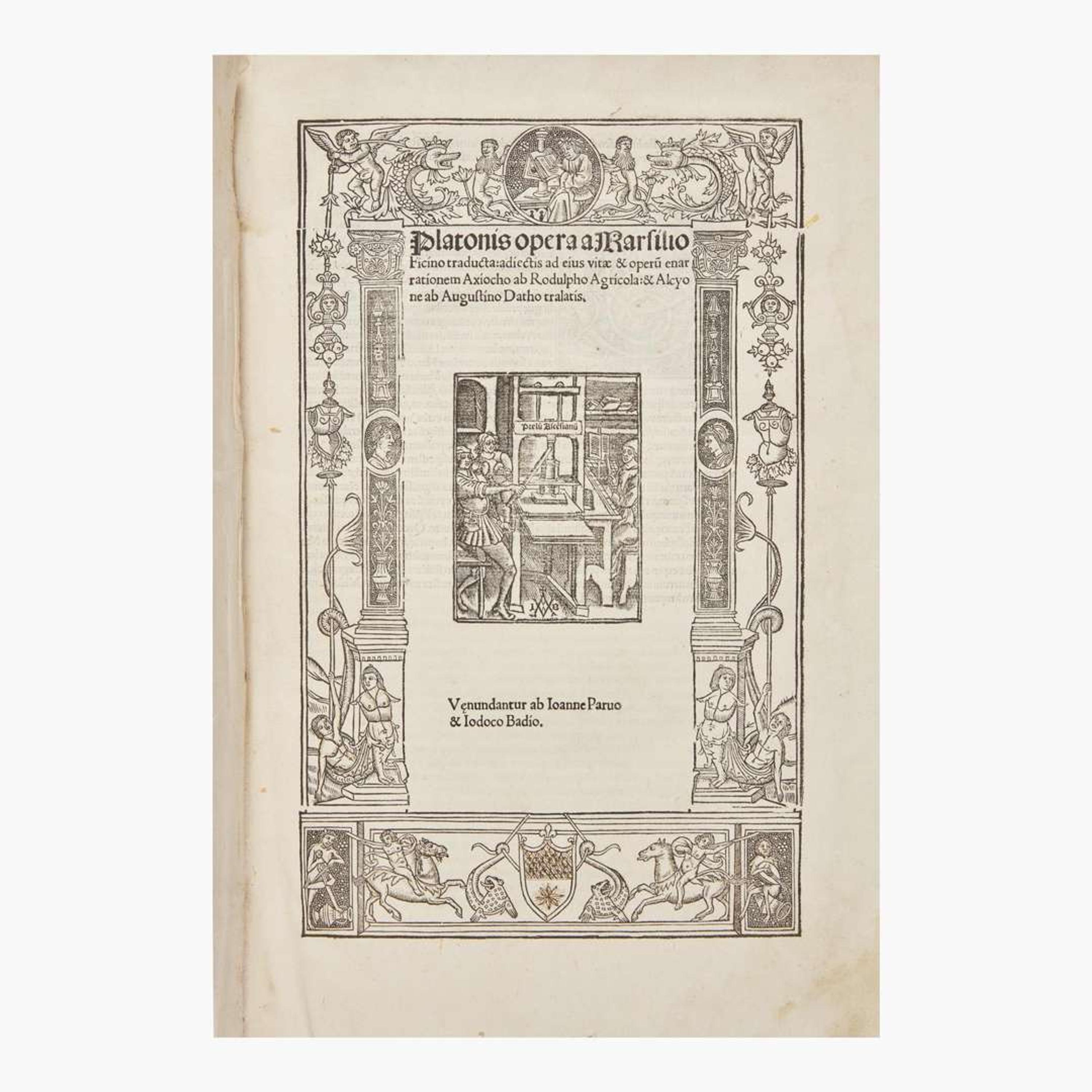[Early Printing] [Plato] Platonis opera a Marsilio Ficino traducta: adiectis ad eius vitae & operu enarrationem Axiocho ab Rodulpho Agricola: & Alcyo ne ab Augustino Datho tralatis