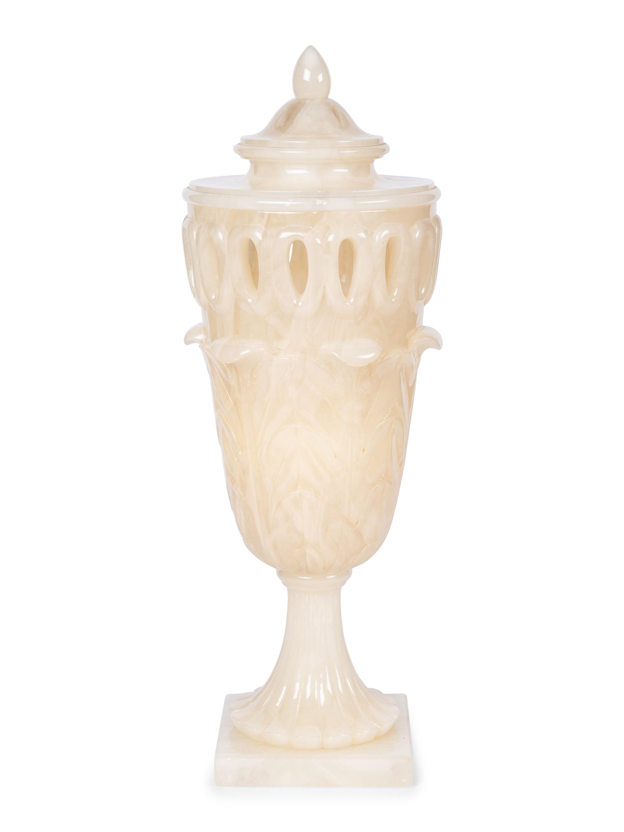 A Baroque Style Glass Covered Urn Mounted as a Lamp