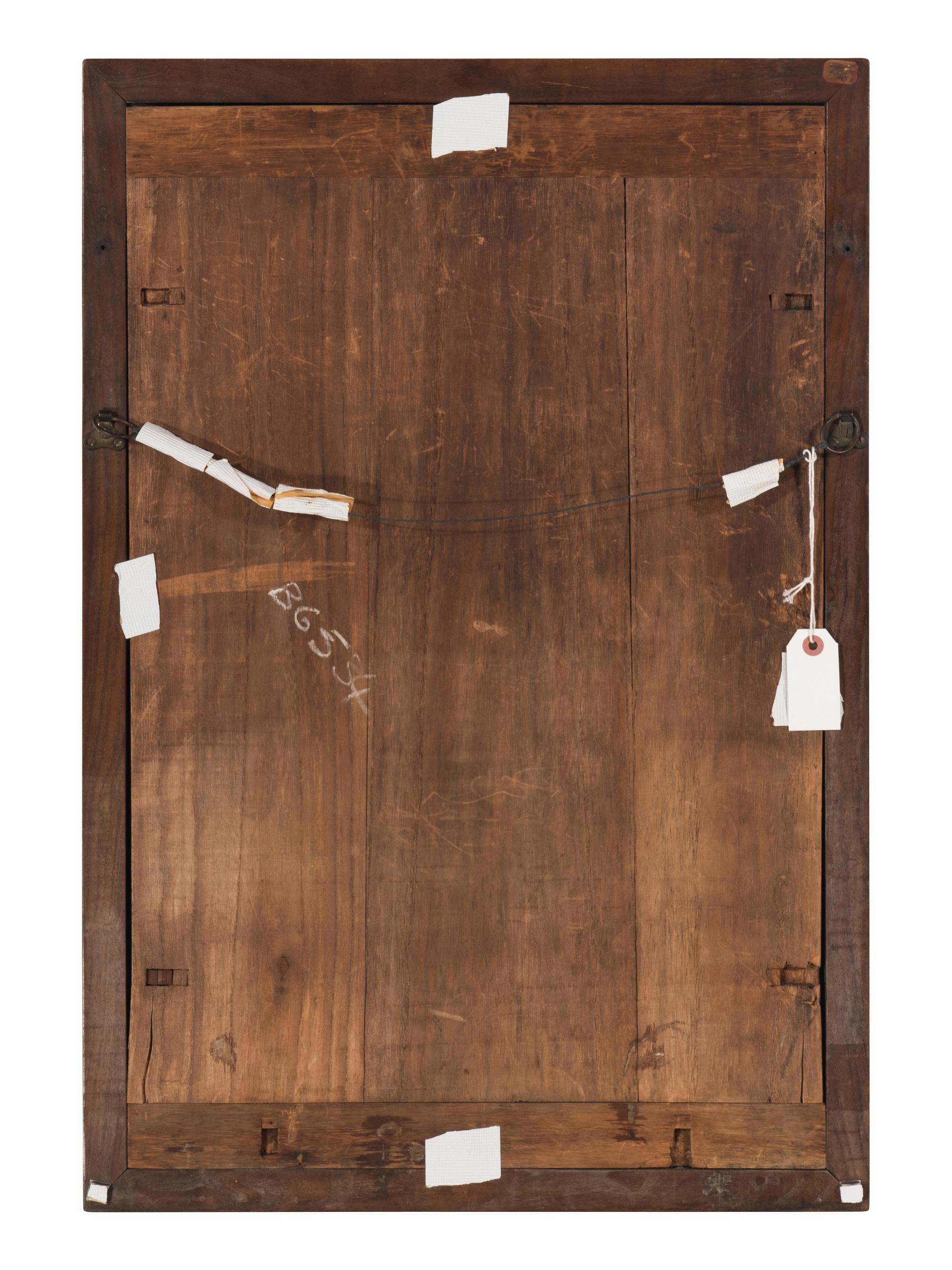A Japanese Parcel Gilt and Mixed-Metal Inlaid Iron 'Eagle and Pine' Plaque, Meiji Period 日本明治時期 鐵花鳥挂屏