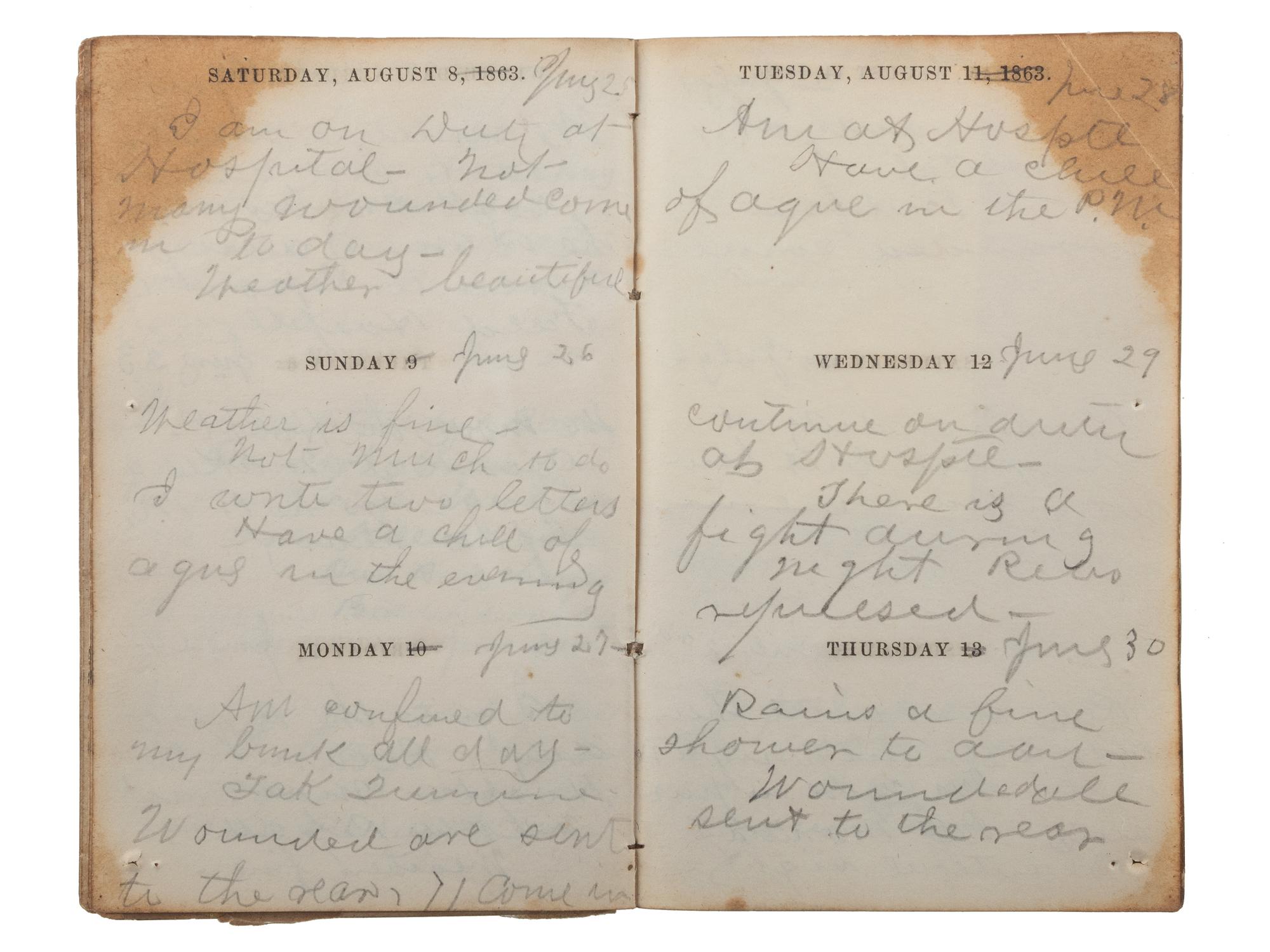 [CIVIL WAR]. Diary of Assistant Surgeon Robert P. Davis, 84th Indiana Regiment.