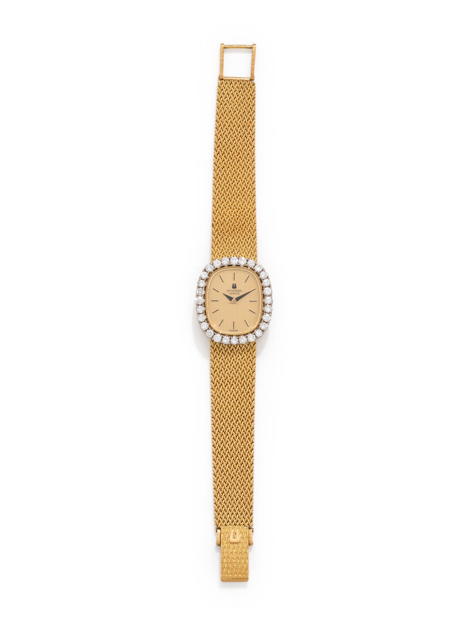 UNIVERSAL GENEVE, 18K YELLOW GOLD AND DIAMOND WRISTWATCH