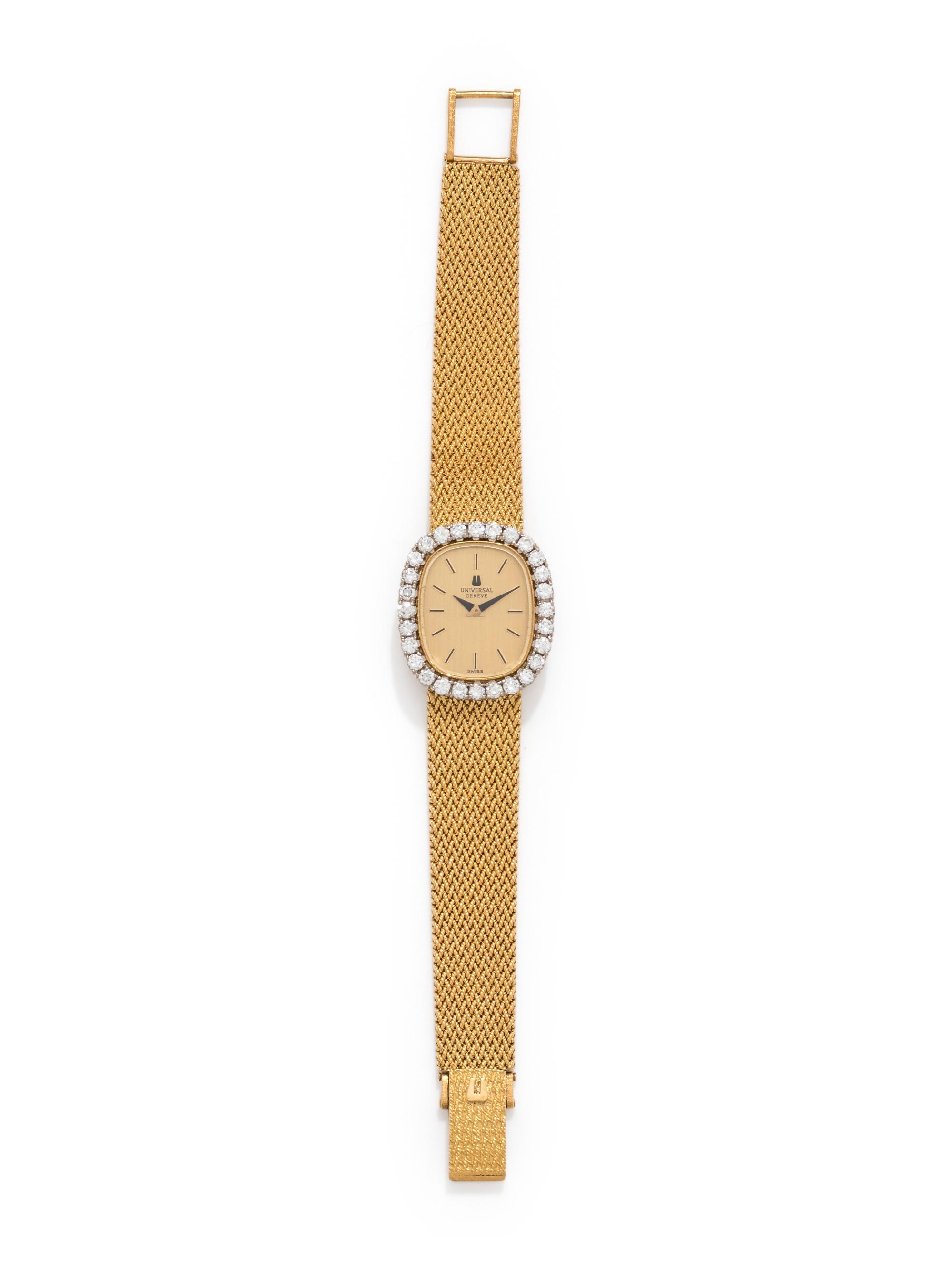 UNIVERSAL GENEVE, 18K YELLOW GOLD AND DIAMOND WRISTWATCH