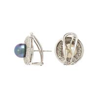 Cultured Pearl, Diamond, and White Gold Earrings