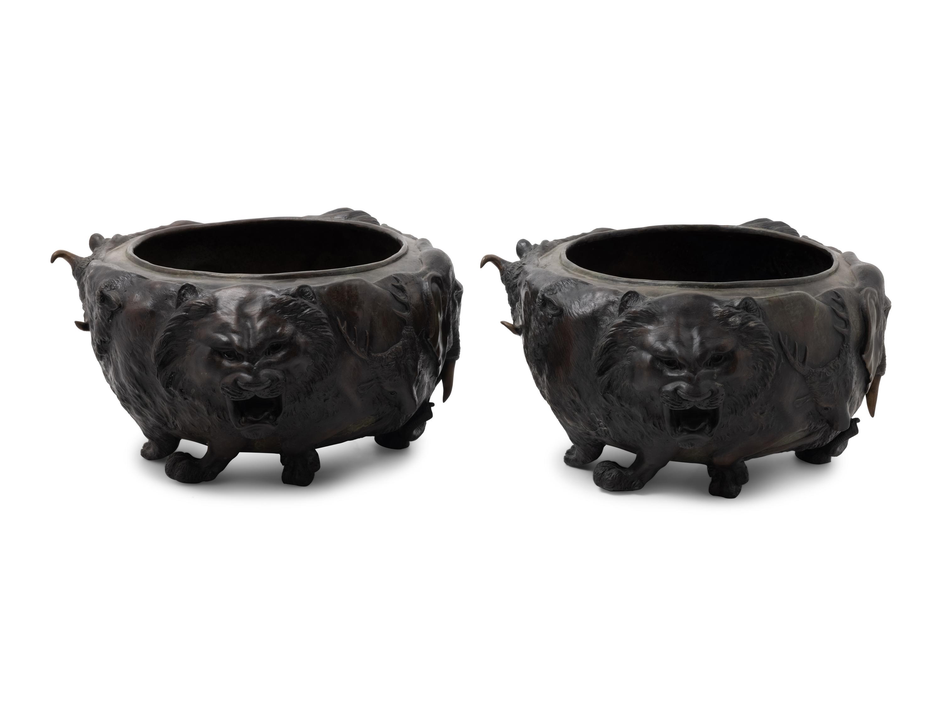 A Pair of Bronze Jardinières