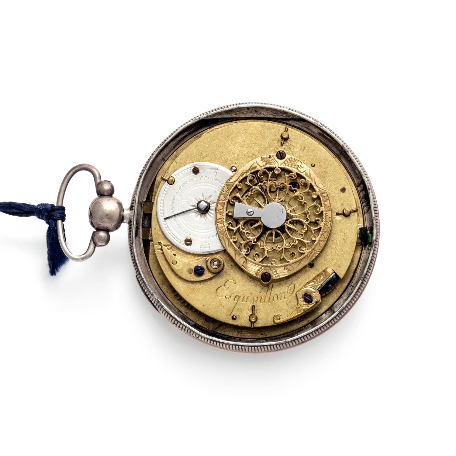 SILVER AND GILT-METAL OPEN FACE POCKET WATCH