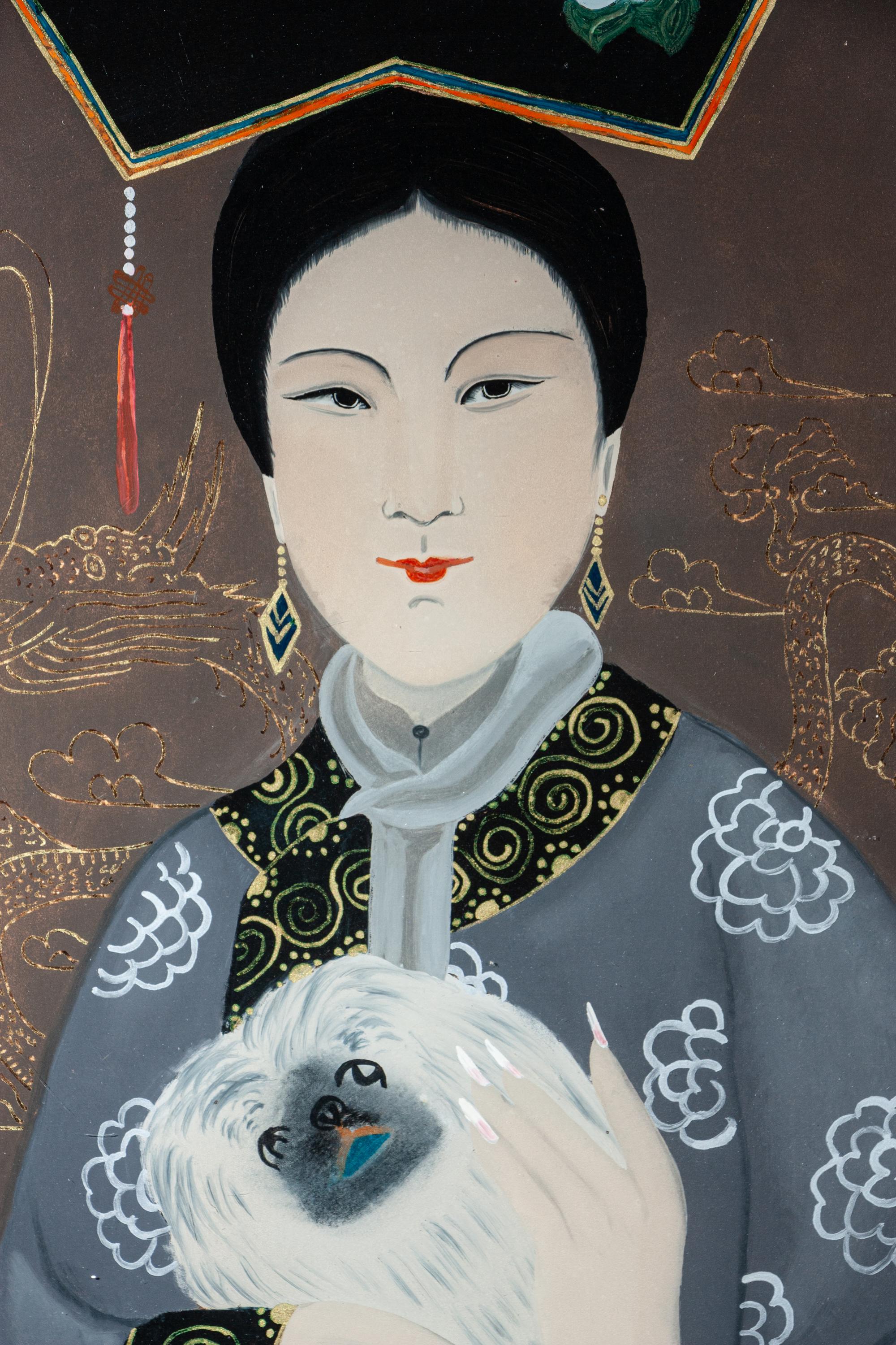 Three Chinese Reverse Glass Paintings
