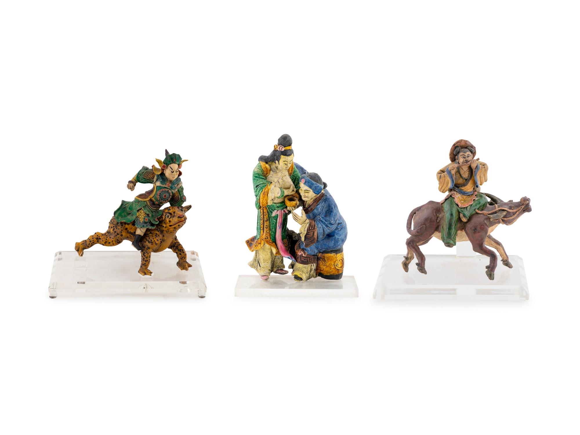 Three Chinese Figural Roof Tiles