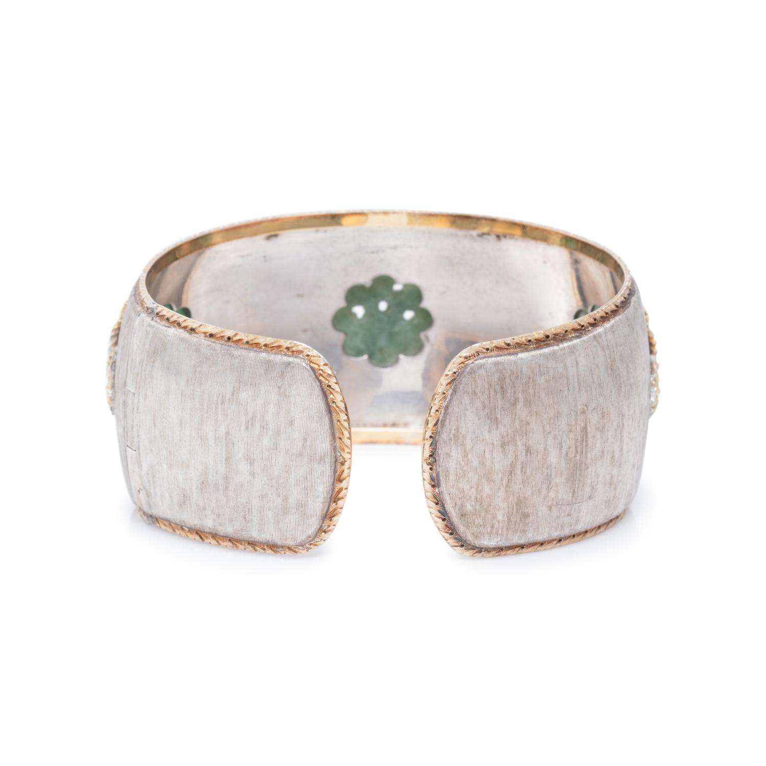 MARIO BUCCELLATI, SILVER, YELLOW GOLD AND JADE CUFF BRACELET