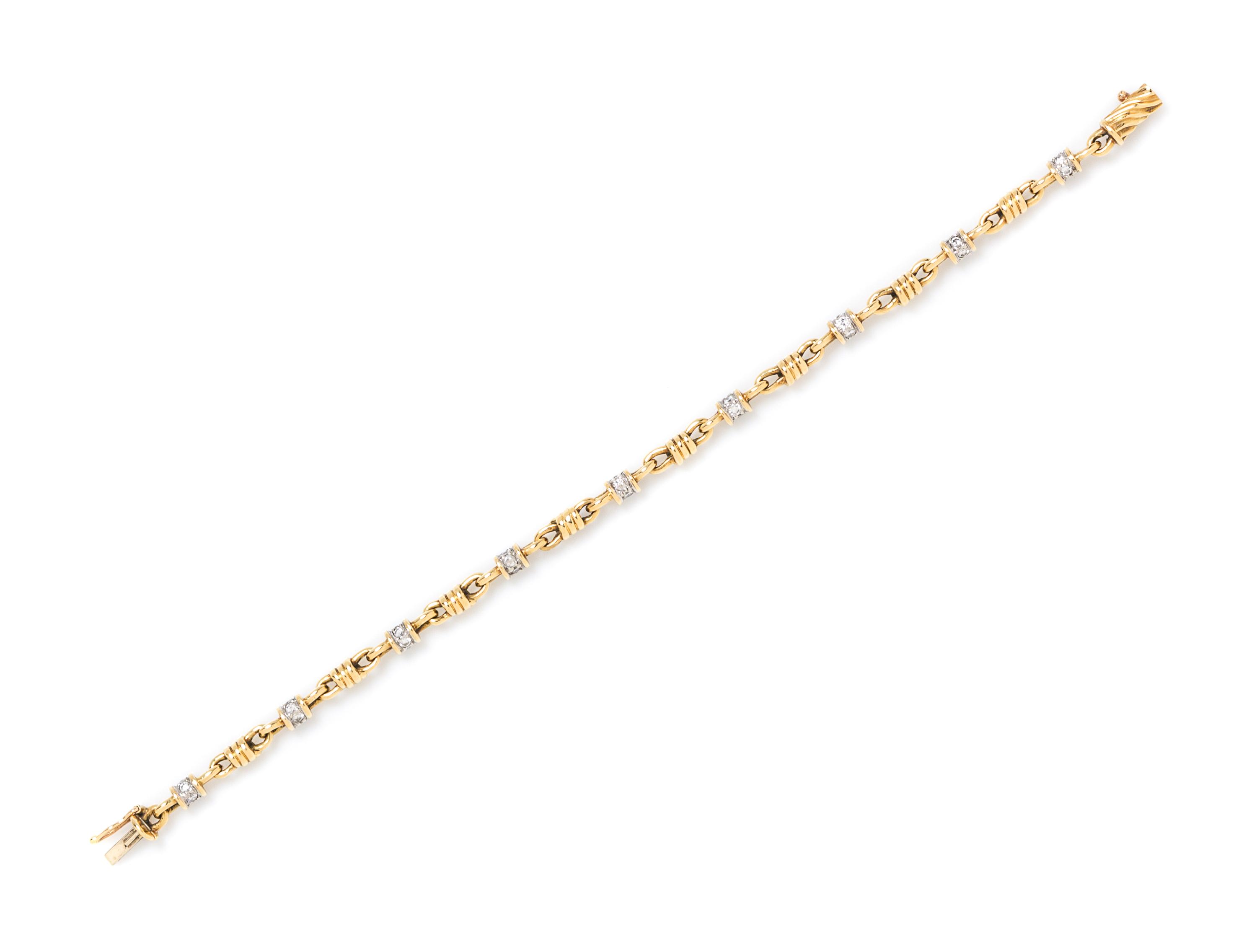 An 18 Karat Yellow Gold and Diamond Bracelet, 10.60 dwts.