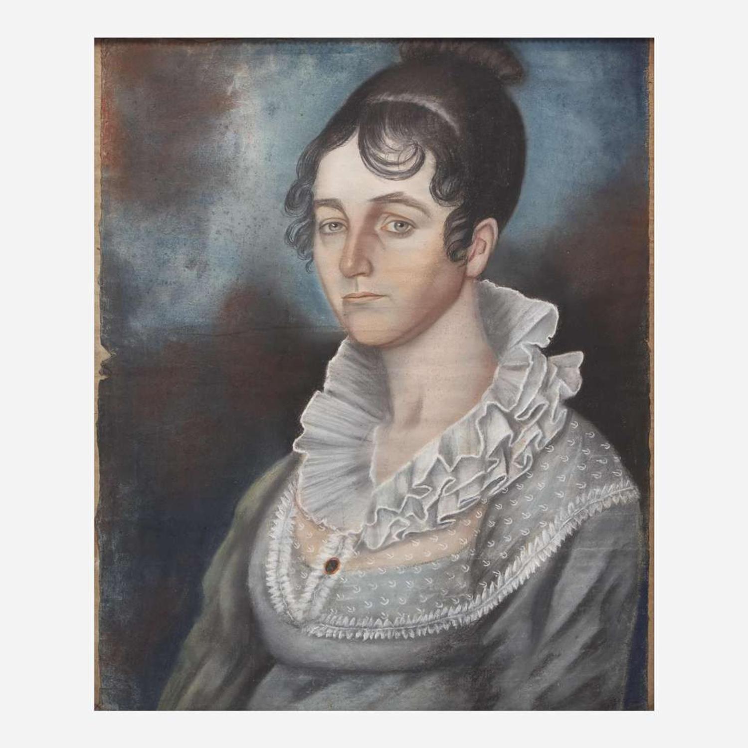 Attributed to James Martin (English, active mid-Atlantic states 1794-1820) A Pair of Portraits: A Young Lady and Gentleman
