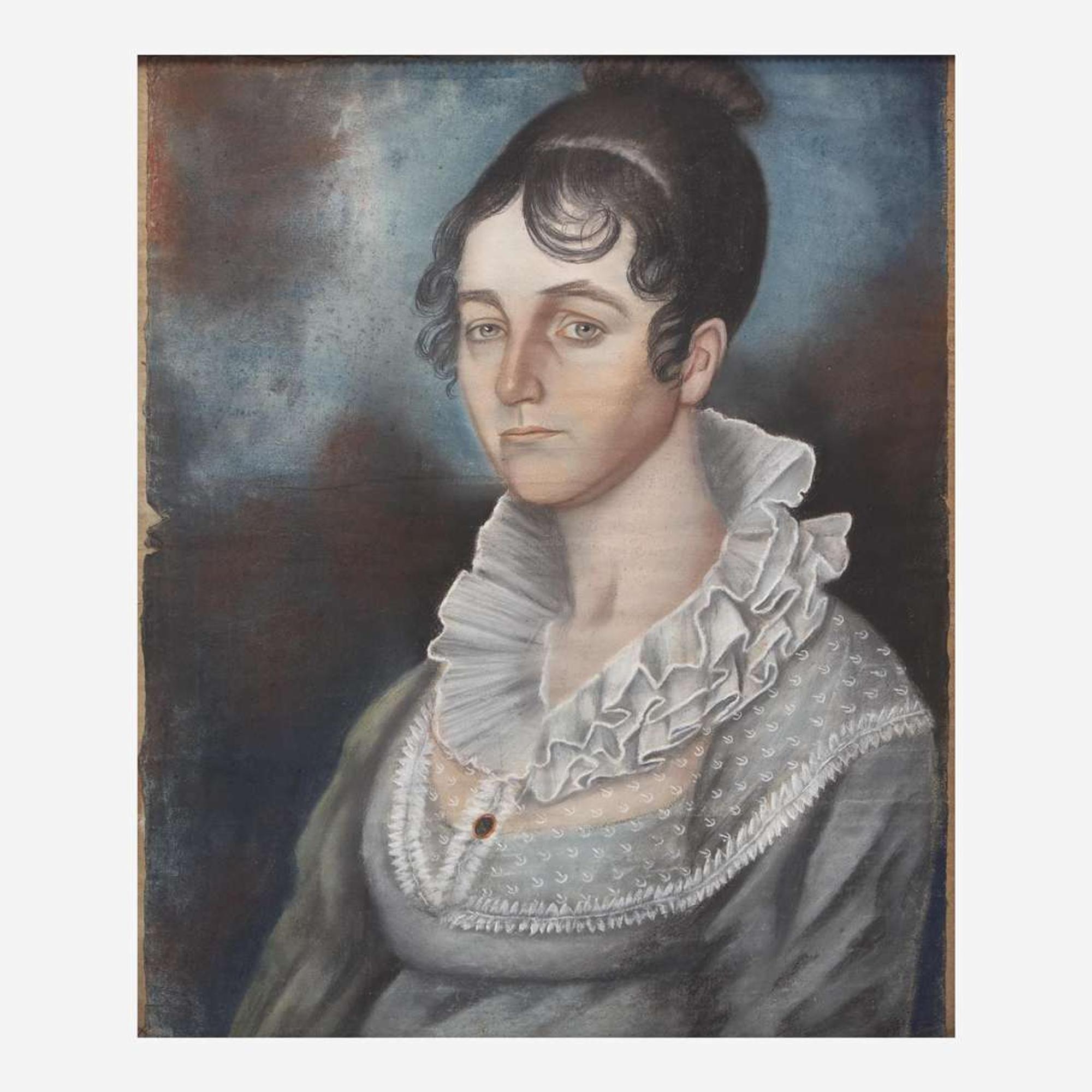Attributed to James Martin (English, active mid-Atlantic states 1794-1820) A Pair of Portraits: A Young Lady and Gentleman