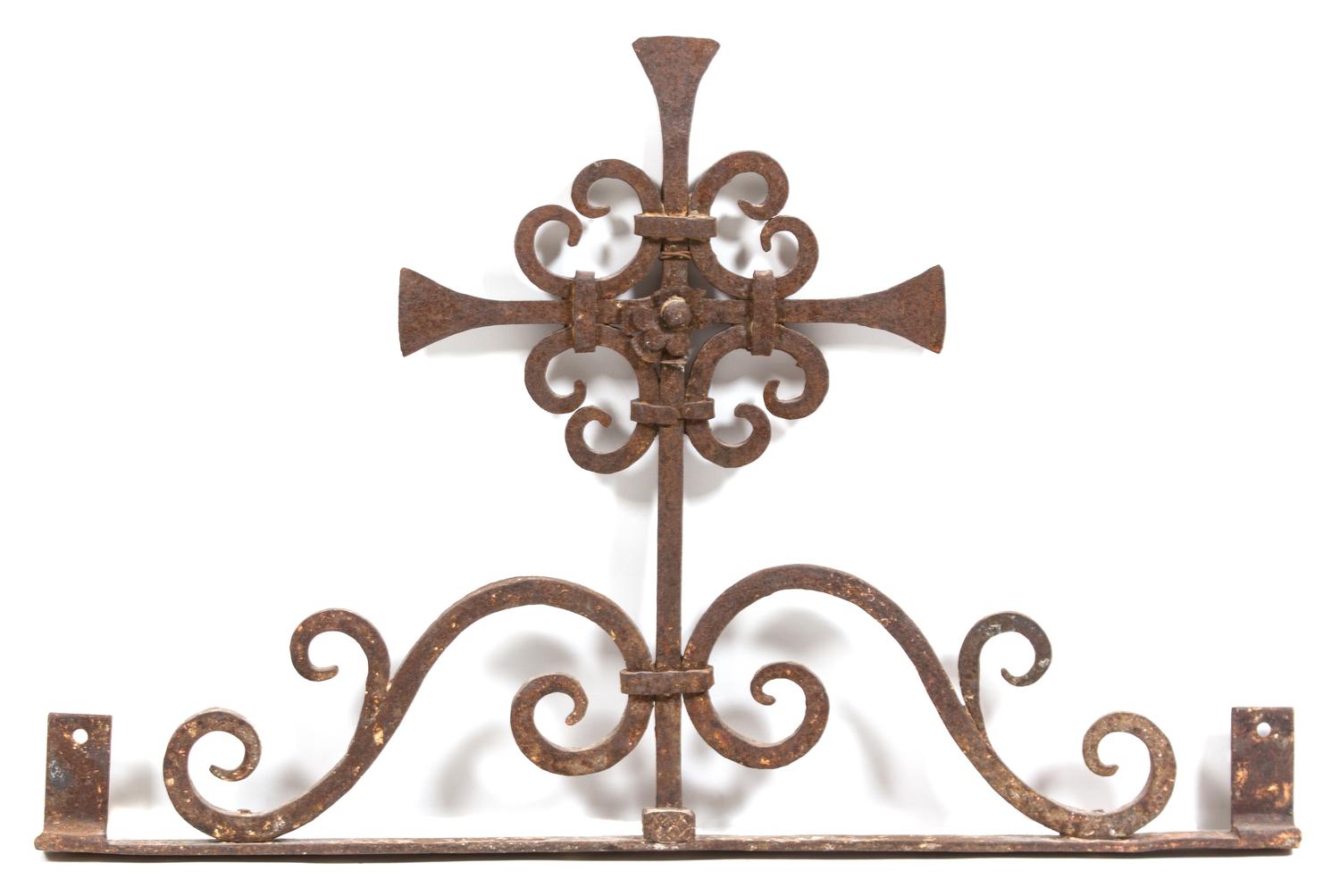 A Continental Ironwork Cross Height 19 x width 30 inches. — 18TH CENTURY