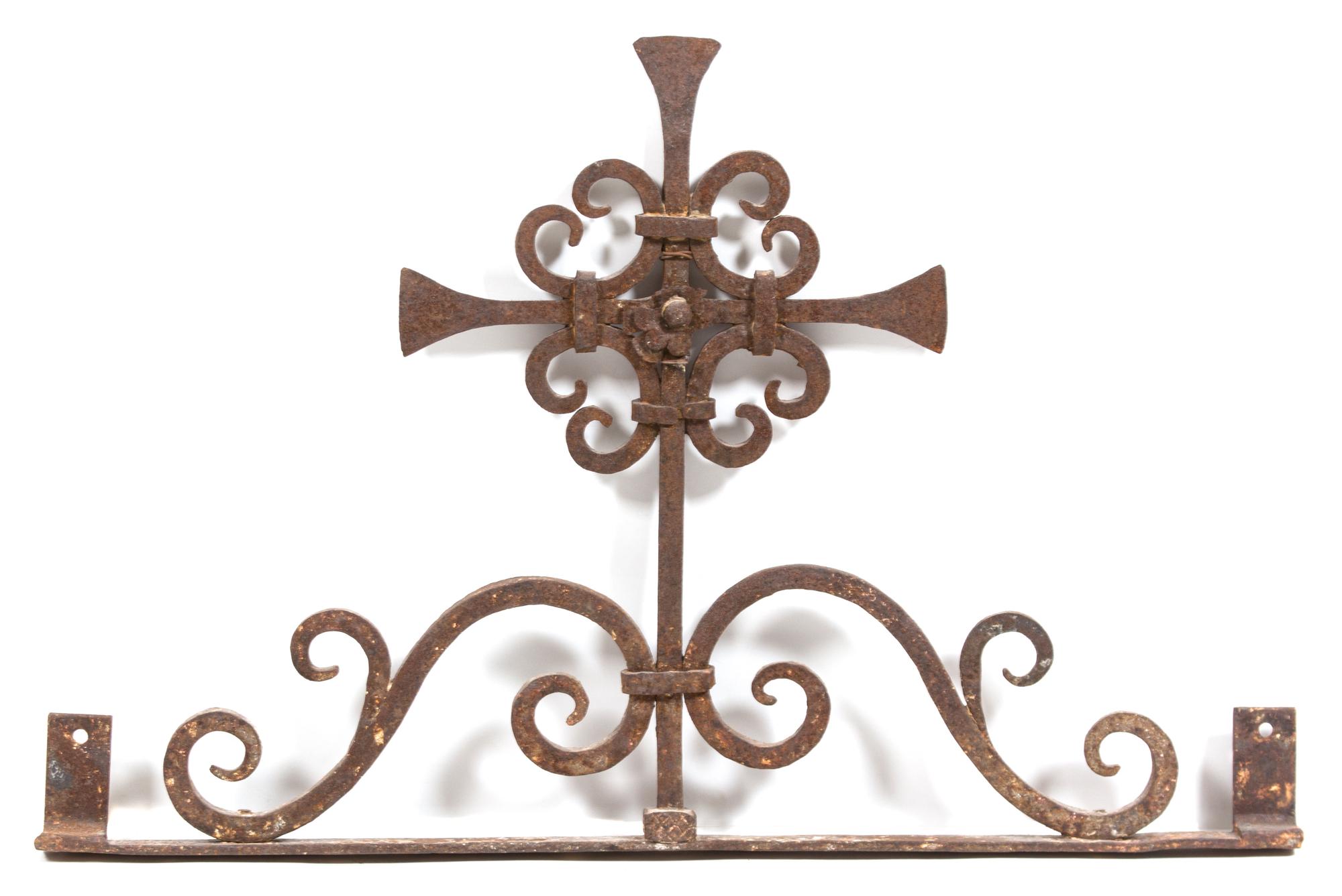 A Continental Ironwork Cross Height 19 x width 30 inches. — 18TH CENTURY