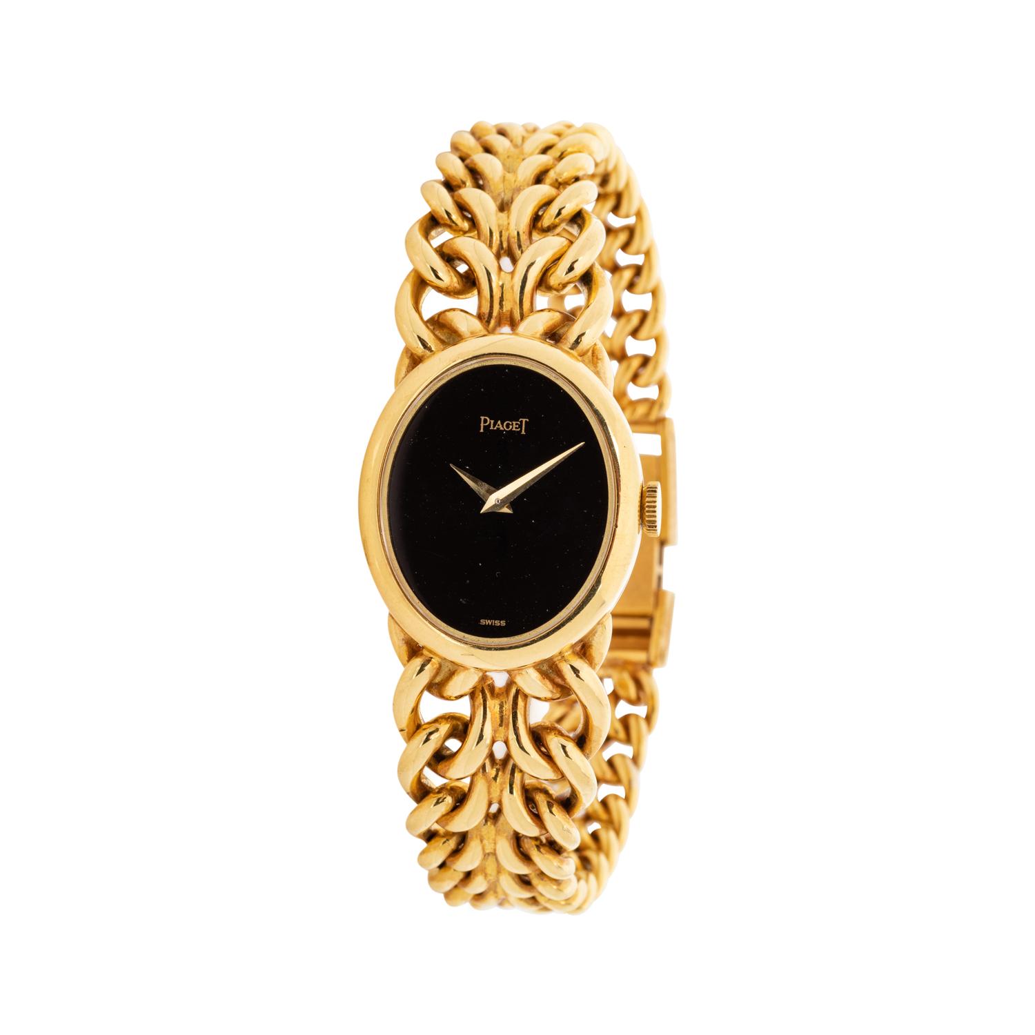 PIAGET, 18K YELLOW GOLD AND ONYX REF. 6822 K 10 WRISTWATCH