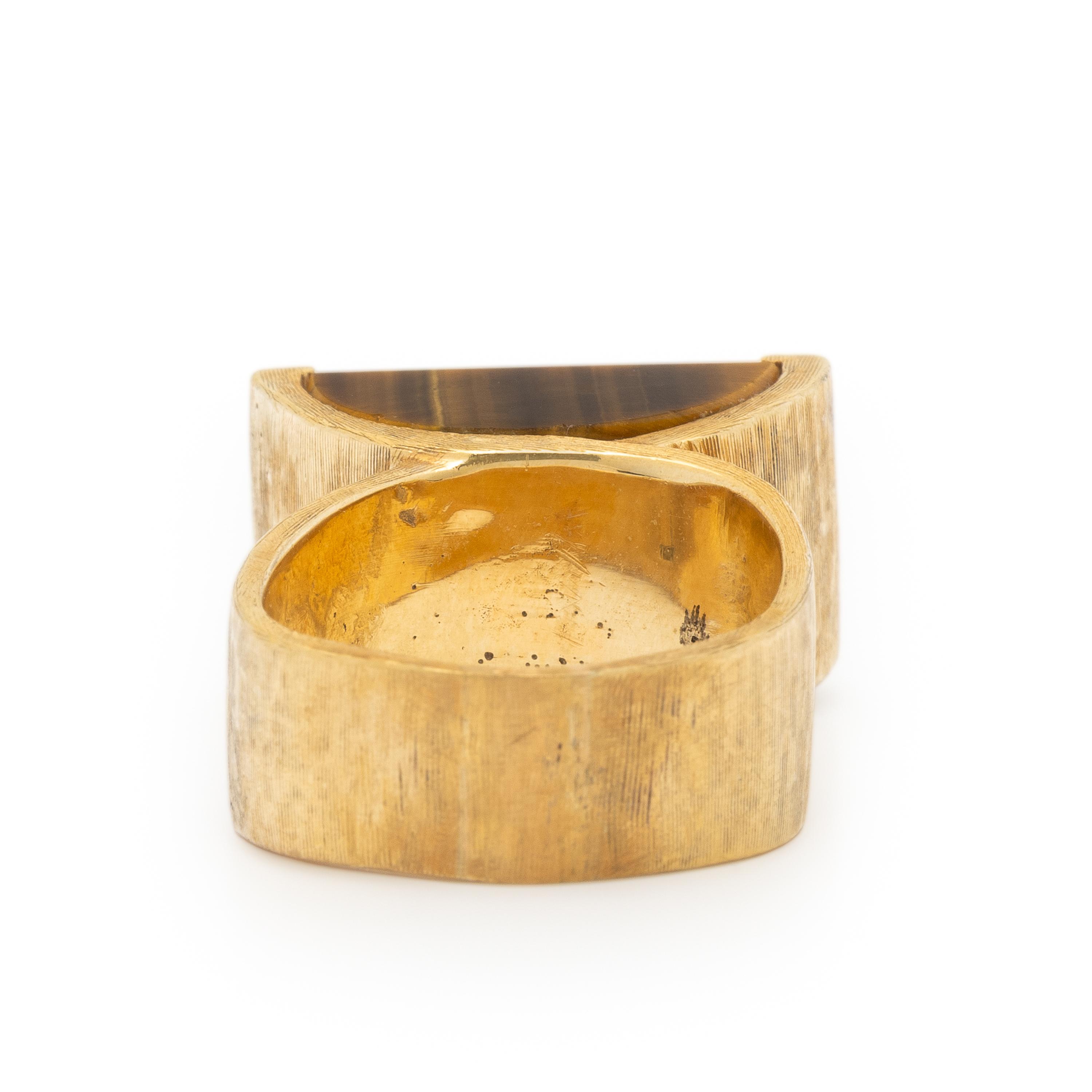 Tiger's Eye, Diamond, and Yellow Gold Ring