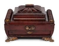 A Regency Gilt-Metal Mounted Leather Sewing Casket